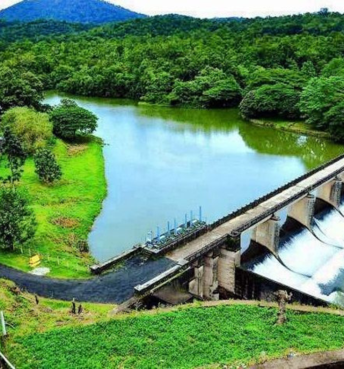 Aerial view of Thenmala eco-tourism project and dam